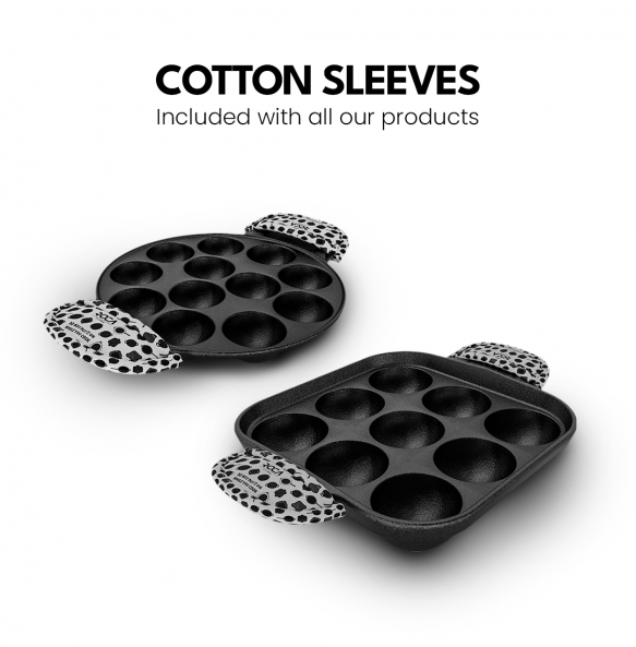 Triton Edition Cast Iron Paniyaram 12-pit, 5 Centimeter each, Non-stick Cast Iron Appe/Paddu Pan, 100% Natural, Pre-seasoned, Gas Stove Only, 2.4 kgs