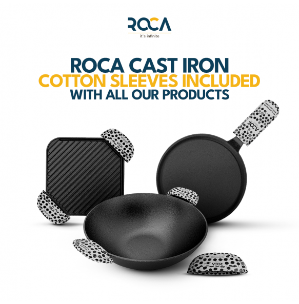 Cast Iron South Indian Combo with Triton Double Handle Dosa Tawa (30 Centimeter) + Europa Roti Tawa (26 Centimeter) + Europa Paniyaram (9 pit)