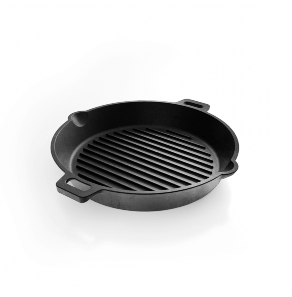Triton Edition Cast Iron Grill (25 Centimeter), Non-stick Griddle Pan, Barbeque, Tandoori, Raised Edges, 100% Natural, Pre-seasoned, Induction Compatible, 2.5 kgs, 25 Centimeter, 1.5 ltrs