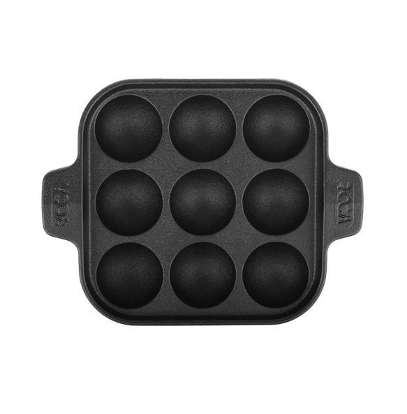 Europa Edition Cast Iron Paniyaram 9-pit, 5 Centimeter each, Non-stick Cast Iron Appe/Paddu Pan, 100% Natural, Pre-seasoned, Gas Stove Only, 1.7 kgs