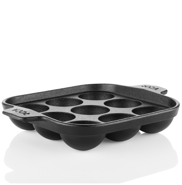 Europa Edition Cast Iron Paniyaram 9-pit, 5 Centimeter each, Non-stick Cast Iron Appe/Paddu Pan, 100% Natural, Pre-seasoned, Gas Stove Only, 1.7 kgs
