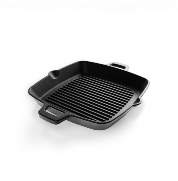 Triton Edition Cast Iron Grill (24 Centimeter), Non-stick Griddle Pan, Barbeque, Tandoori, Raised Edges, 100% Natural, Pre-seasoned, Induction Compatible, 2.7 kgs, 24 Centimeter, 1.5 ltrs