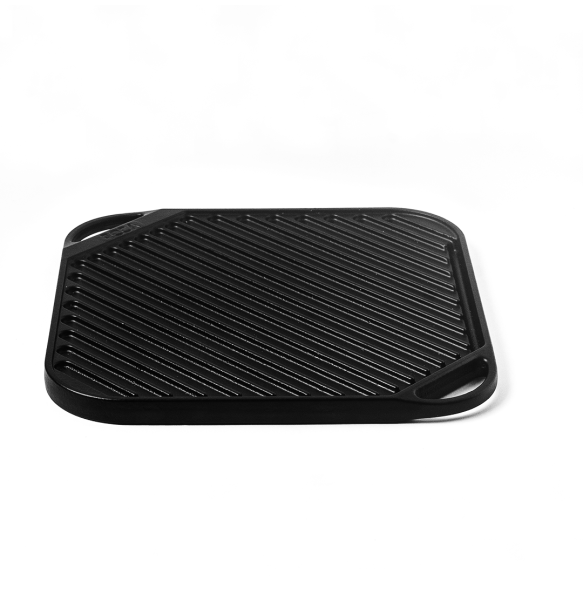 Triton Edition Cast Iron Grill (25 Centimeter), Non-stick Griddle Plate, Barbeque, Tandoori, 100% Natural, Pre-seasoned, Induction Compatible, 2.5 kgs, 25 Centimeter