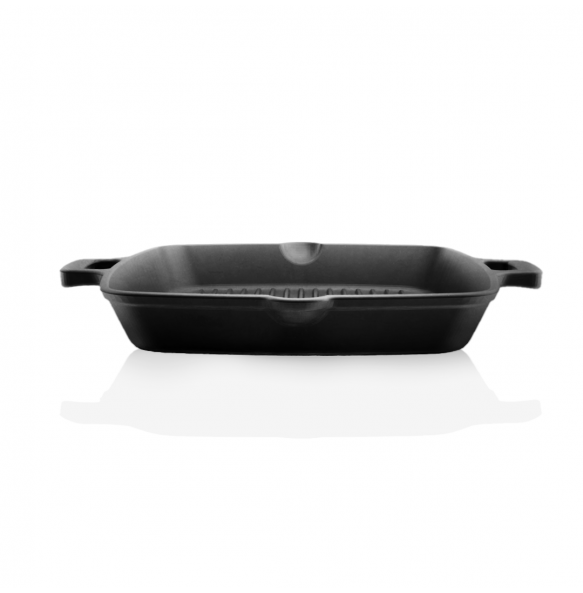 Triton Edition Cast Iron Grill (24 Centimeter), Non-stick Griddle Pan, Barbeque, Tandoori, Raised Edges, 100% Natural, Pre-seasoned, Induction Compatible, 2.7 kgs, 24 Centimeter, 1.5 ltrs